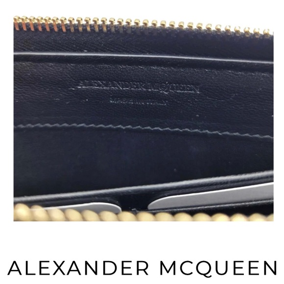 Alexander McQueen Leagher Zip Around Wallet Clutch with Golden Skull Authentic - Picture 14 of 14